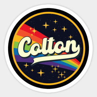 Colton // Rainbow In Space Vintage Style Sticker